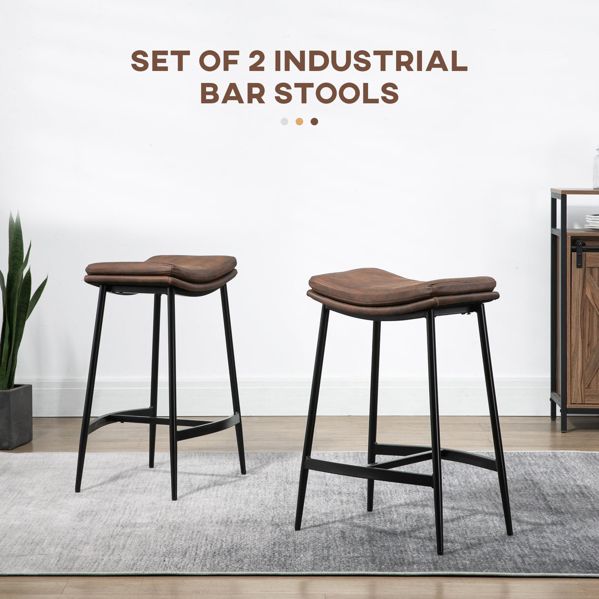 Microfibre Fabric Breakfast Bar Stools in Set Of 2 With Curved Seat - Velmora