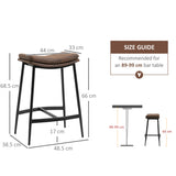 Microfibre Fabric Breakfast Bar Stools in Set Of 2 With Curved Seat - Velmora