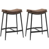 Microfibre Fabric Breakfast Bar Stools in Set Of 2 With Curved Seat - Velmora