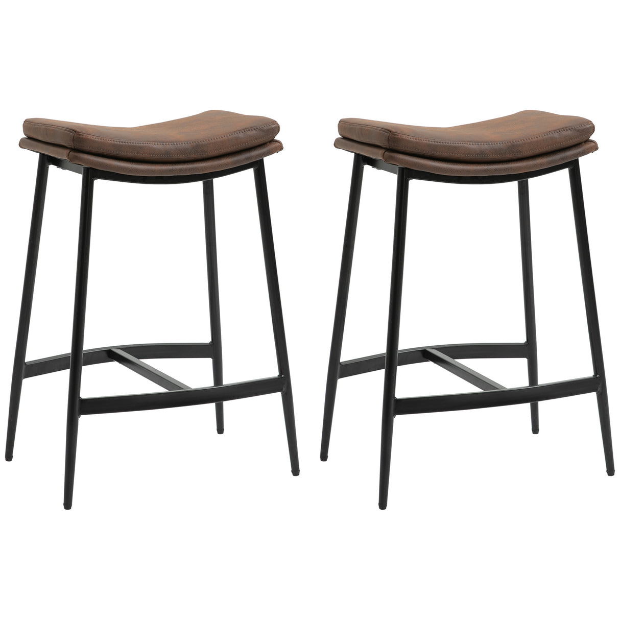 Microfibre Fabric Breakfast Bar Stools in Set Of 2 With Curved Seat - Velmora
