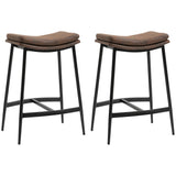Microfibre Fabric Breakfast Bar Stools in Set Of 2 With Curved Seat - Velmora