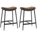 Microfibre Fabric Breakfast Bar Stools in Set Of 2 With Curved Seat - Velmora