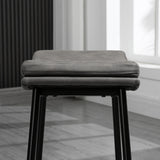 Microfibre Fabric Breakfast Bar Stools in Set Of 2 With Curved Seat - Velmora