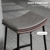 Microfibre Fabric Breakfast Bar Stools in Set Of 2 With Curved Seat - Velmora