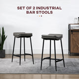 Microfibre Fabric Breakfast Bar Stools in Set Of 2 With Curved Seat - Velmora