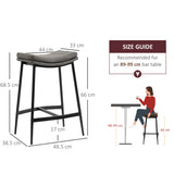 Microfibre Fabric Breakfast Bar Stools in Set Of 2 With Curved Seat - Velmora