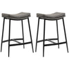 Microfibre Fabric Breakfast Bar Stools in Set Of 2 With Curved Seat - Velmora