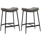 Microfibre Fabric Breakfast Bar Stools in Set Of 2 With Curved Seat - Velmora