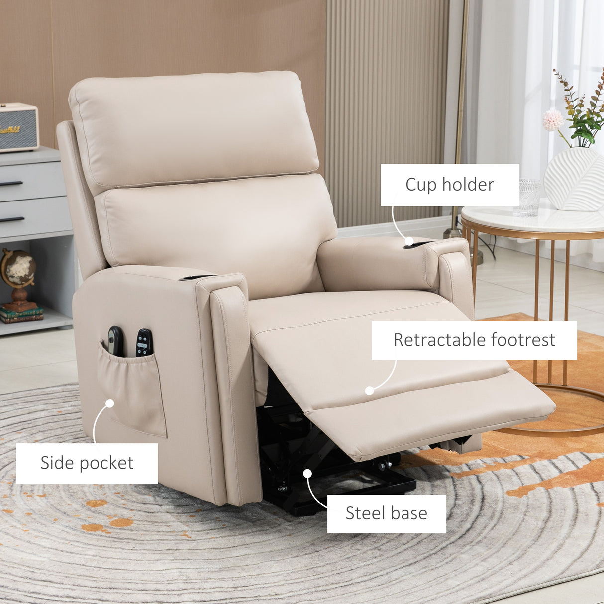 Microfibre Fabric Electric Recliner Chair 84cm Wide - Velmora