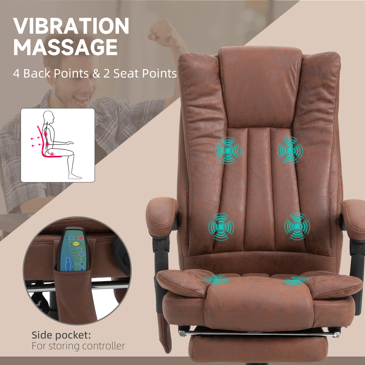 Microfibre Fabric Home And Office Chair 62cm Wide With Footrest - Velmora
