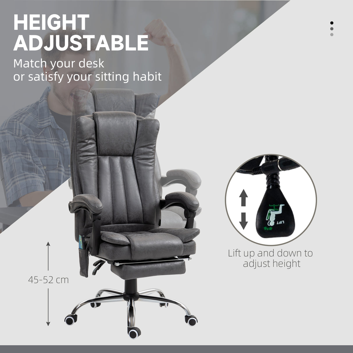 Microfibre Fabric Home And Office Chair 62cm Wide With Footrest - Velmora