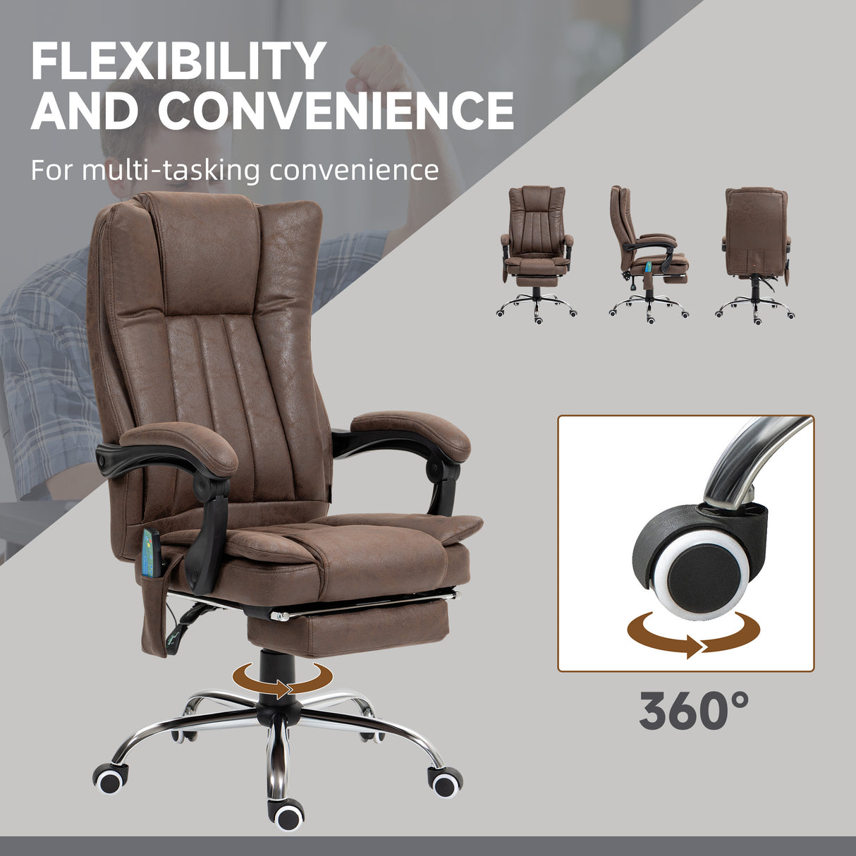Microfibre Fabric Home And Office Chair 62cm Wide With Footrest - Velmora