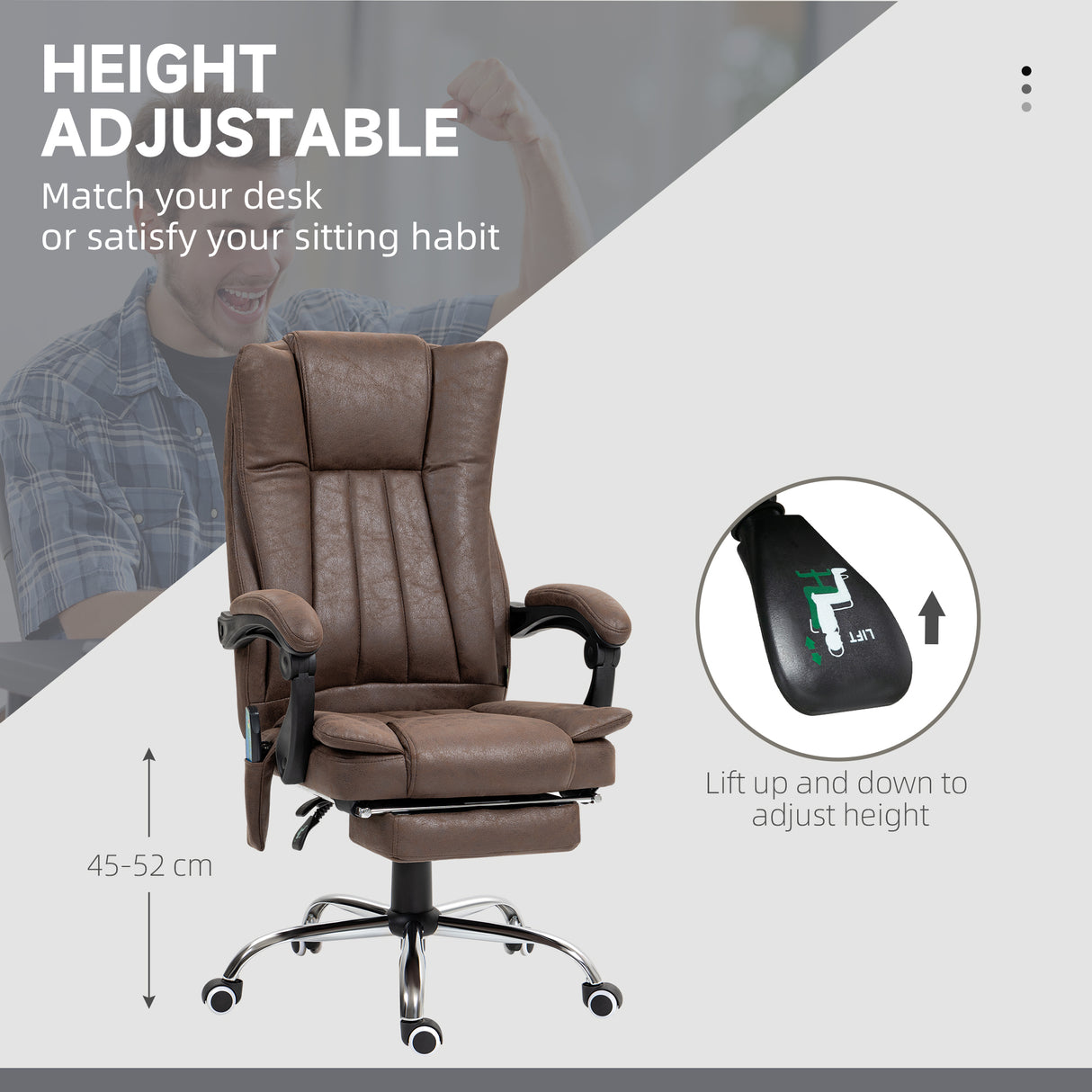 Microfibre Fabric Home And Office Chair 62cm Wide With Footrest - Velmora
