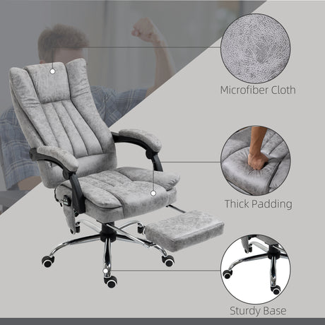Microfibre Fabric Home And Office Chair 62cm Wide With Footrest - Velmora