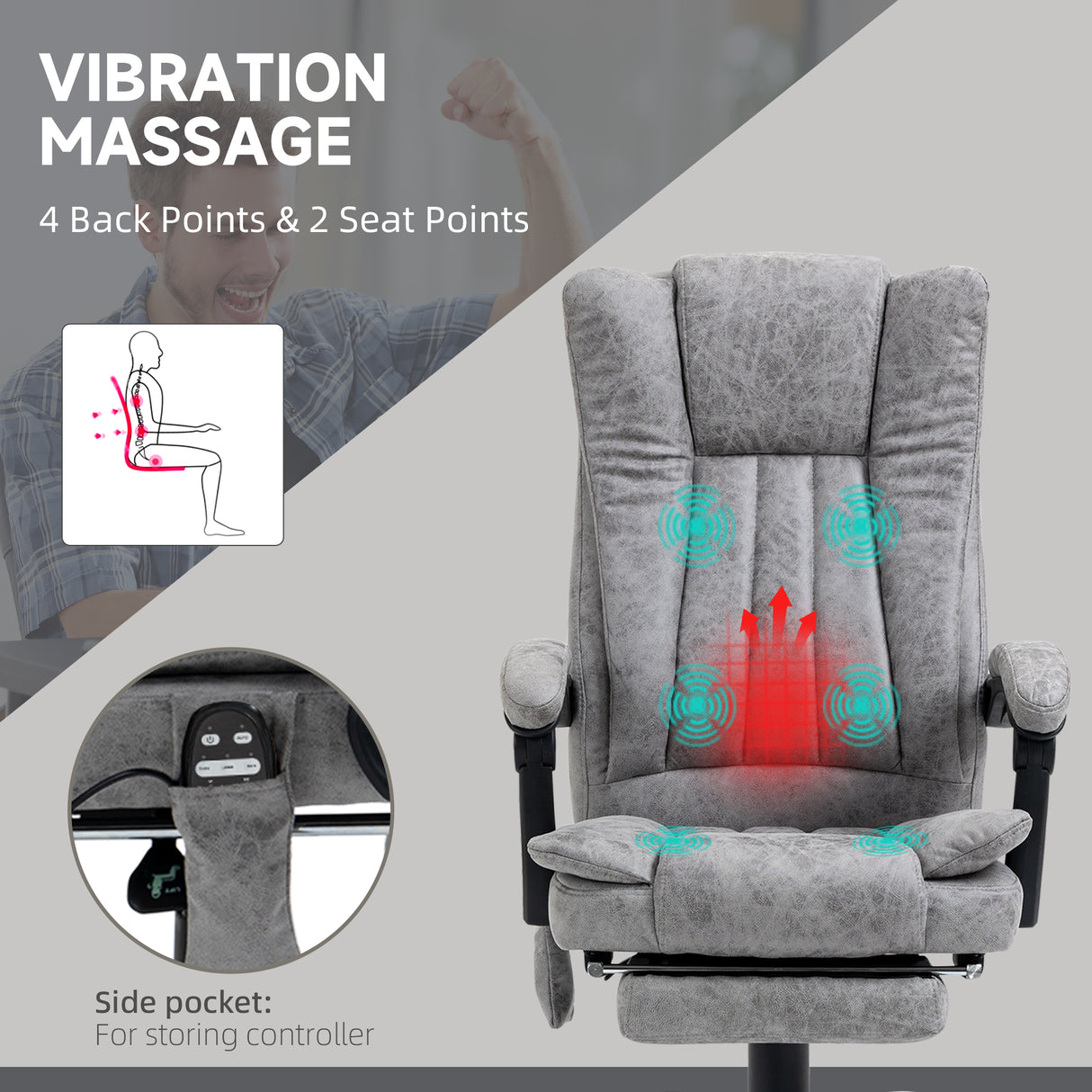 Microfibre Fabric Home And Office Chair 62cm Wide With Footrest - Velmora