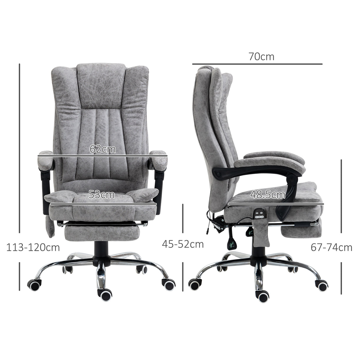 Microfibre Fabric Home And Office Chair 62cm Wide With Footrest - Velmora