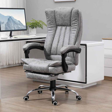Microfibre Fabric Home And Office Chair 62cm Wide With Footrest - Velmora