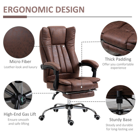 Microfibre Fabric Home And Office Chair 70cm Wide With Footrest - Velmora