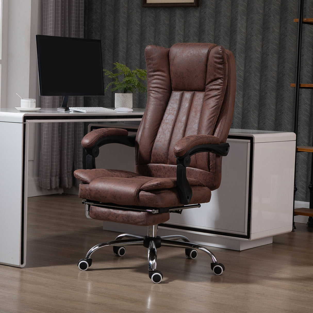 Microfibre Fabric Home And Office Chair 70cm Wide With Footrest - Velmora