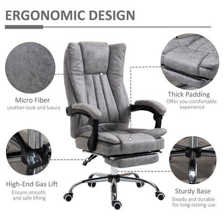 Microfibre Fabric Home And Office Chair 70cm Wide With Footrest - Velmora