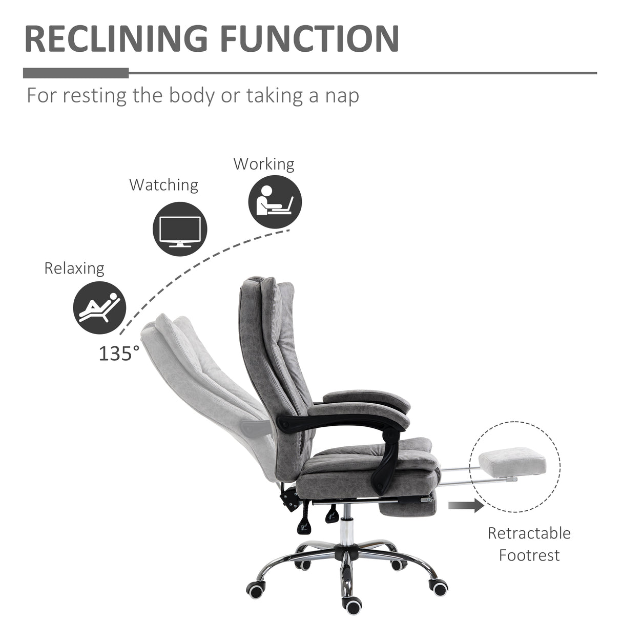 Microfibre Fabric Home And Office Chair 70cm Wide With Footrest - Velmora