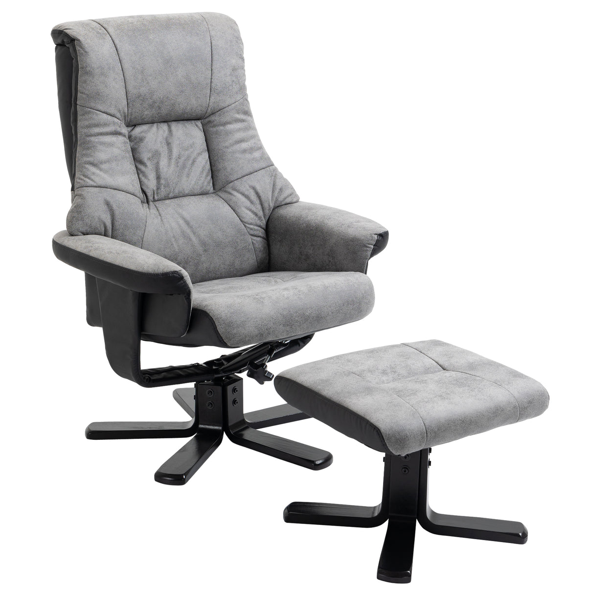 Microfibre Fabric Recliner Chair 78cm Wide With Footstool - Velmora