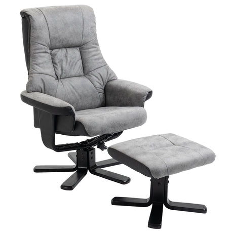 Microfibre Fabric Recliner Chair 78cm Wide With Footstool - Velmora