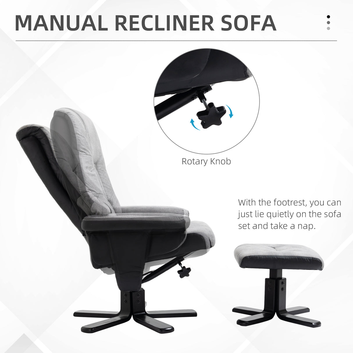 Microfibre Fabric Recliner Chair 78cm Wide With Footstool - Velmora