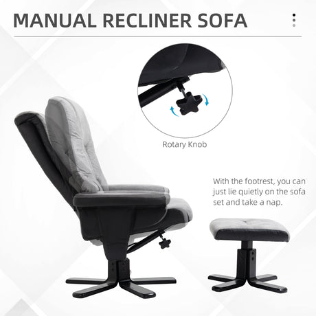 Microfibre Fabric Recliner Chair 78cm Wide With Footstool - Velmora