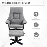 Microfibre Fabric Recliner Chair 78cm Wide With Footstool - Velmora