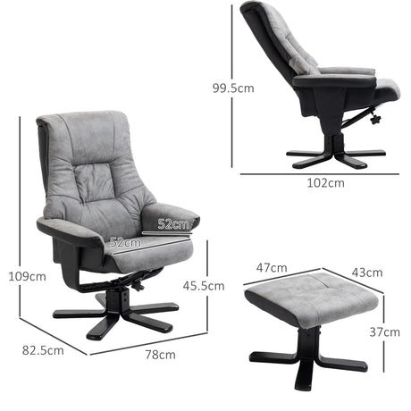 Microfibre Fabric Recliner Chair 78cm Wide With Footstool - Velmora