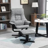 Microfibre Fabric Recliner Chair 78cm Wide With Footstool - Velmora