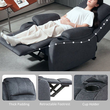 Microfibre Fabric Recliner Chair 87cm Wide With Footrest - Velmora