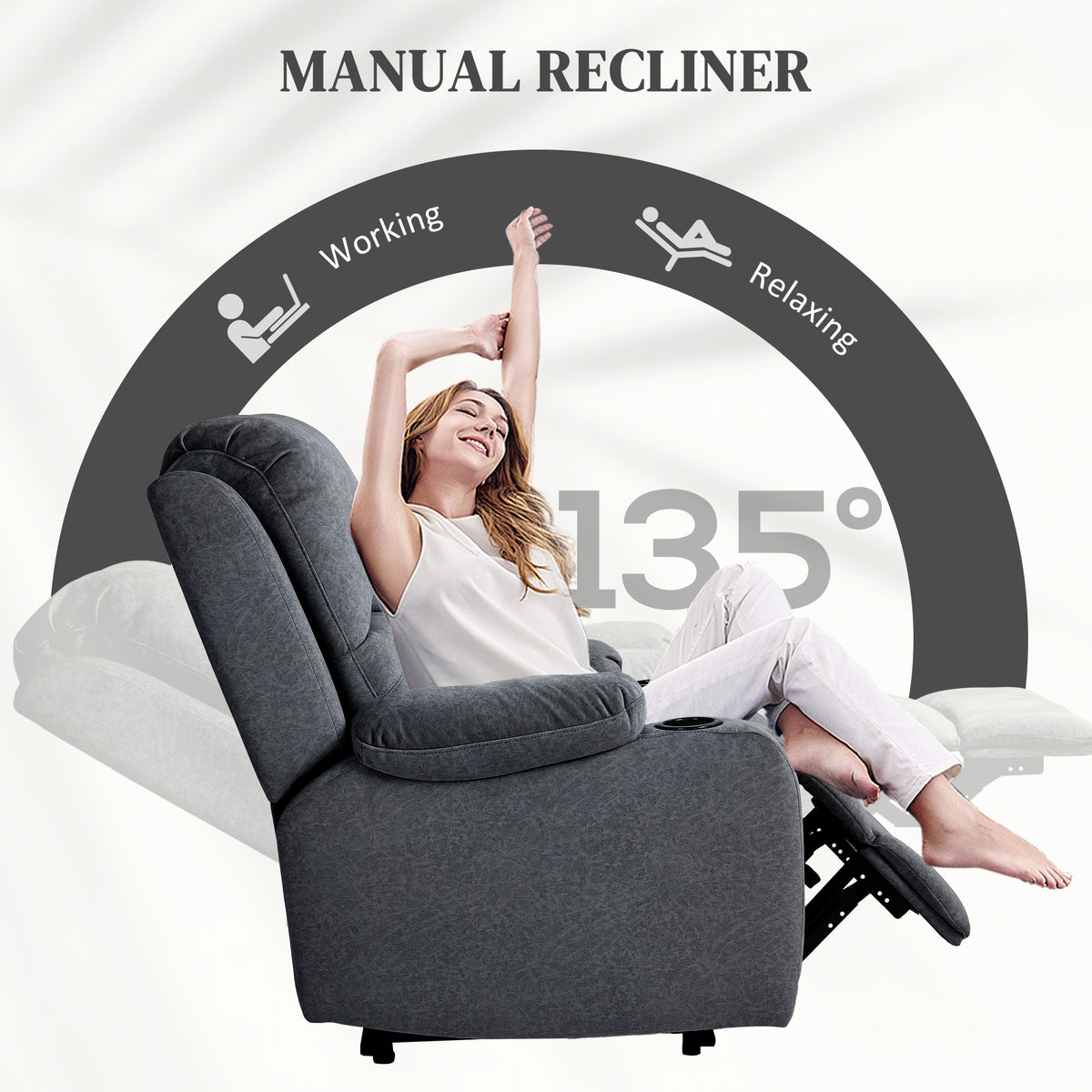 Microfibre Fabric Recliner Chair 87cm Wide With Footrest - Velmora
