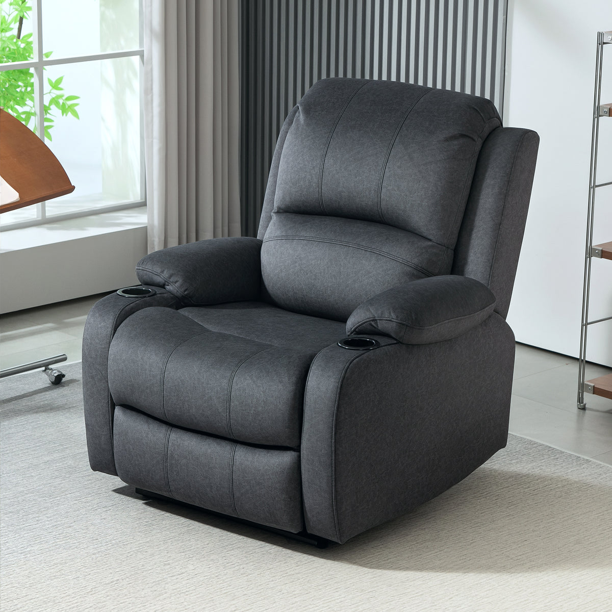 Microfibre Fabric Recliner Chair 87cm Wide With Footrest - Velmora