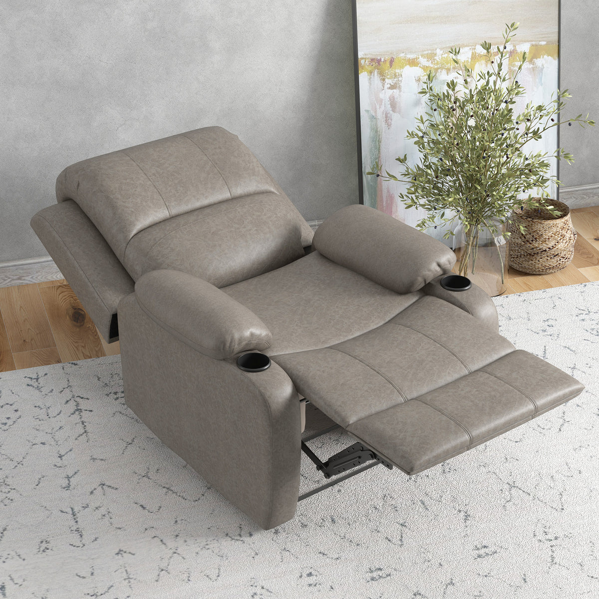 Microfibre Fabric Recliner Chair 87cm Wide With Footrest - Velmora