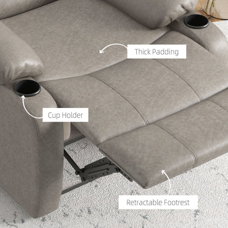 Microfibre Fabric Recliner Chair 87cm Wide With Footrest - Velmora
