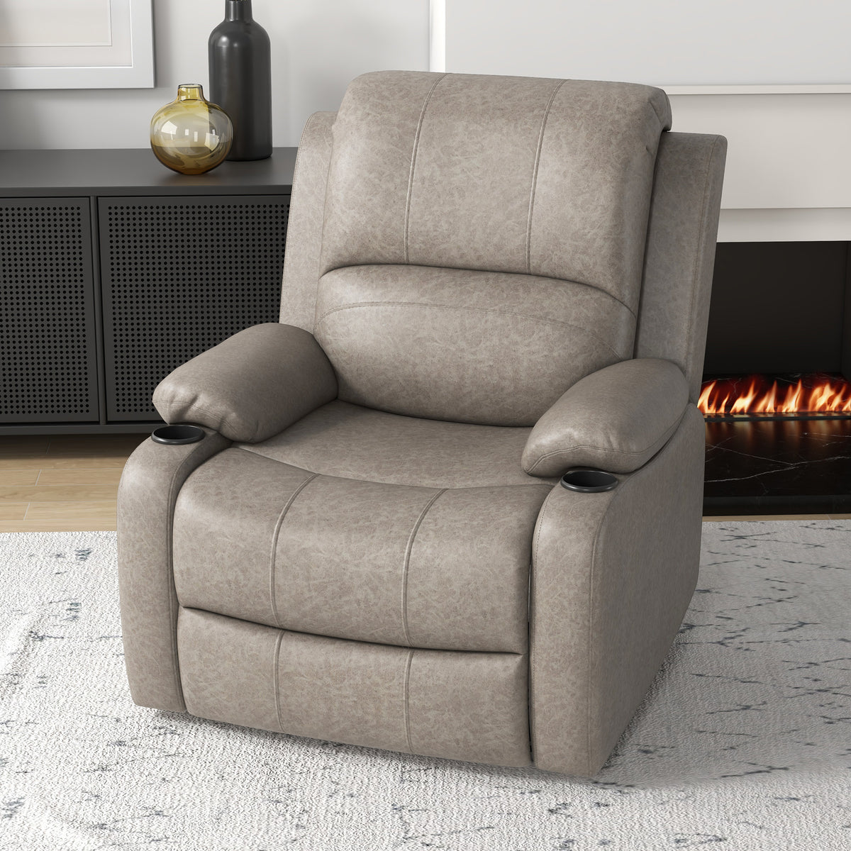 Microfibre Fabric Recliner Chair 87cm Wide With Footrest - Velmora