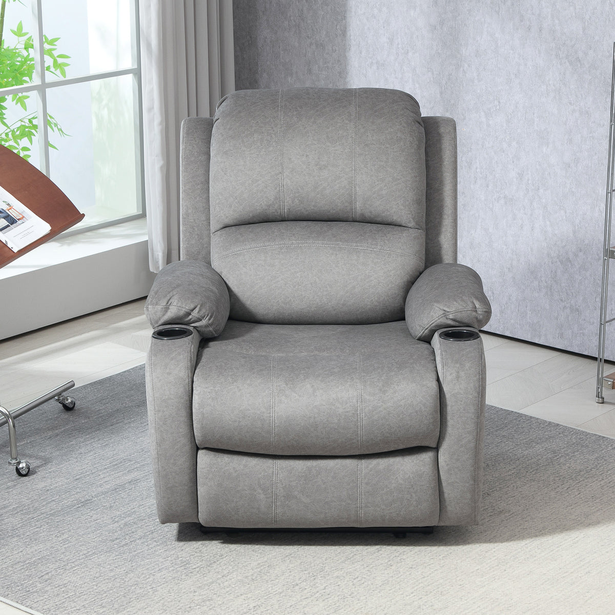 Microfibre Fabric Recliner Chair 87cm Wide With Footrest - Velmora