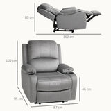 Microfibre Fabric Recliner Chair 87cm Wide With Footrest - Velmora