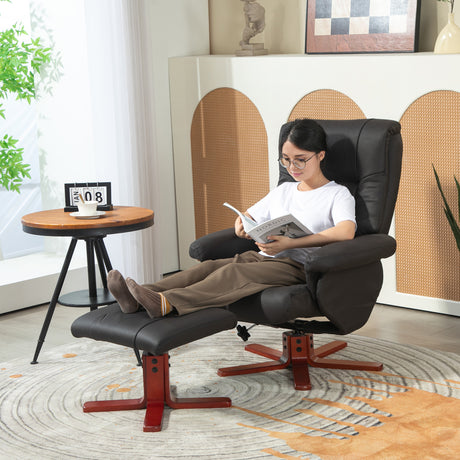 Microfibre Faux Leather Recliner Chair 79cm Wide With Footstool - Velmora