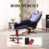 Microfibre Faux Leather Recliner Chair 79cm Wide With Footstool - Velmora