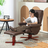 Microfibre Faux Leather Recliner Chair 79cm Wide With Footstool - Velmora