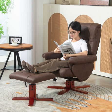 Microfibre Faux Leather Recliner Chair 79cm Wide With Footstool - Velmora