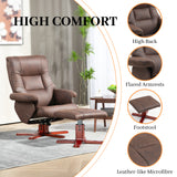 Microfibre Faux Leather Recliner Chair 79cm Wide With Footstool - Velmora