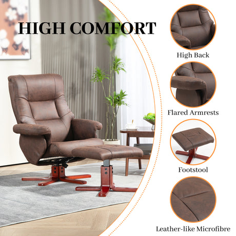 Microfibre Faux Leather Recliner Chair 79cm Wide With Footstool - Velmora