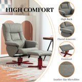 Microfibre Faux Leather Recliner Chair 79cm Wide With Footstool - Velmora