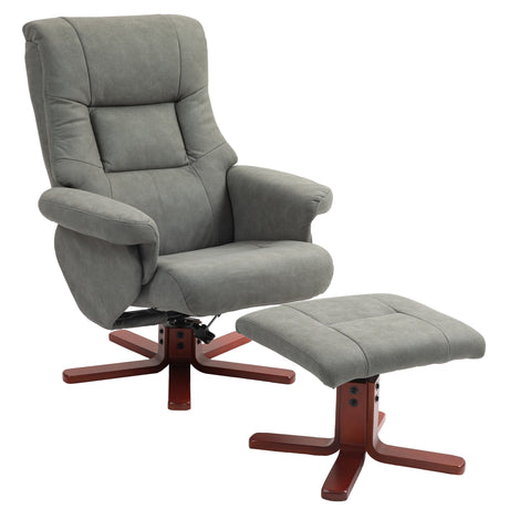 Microfibre Faux Leather Recliner Chair 79cm Wide With Footstool - Velmora
