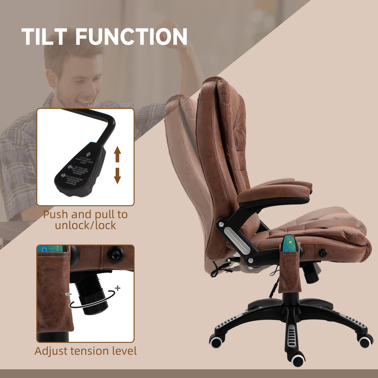 Microfibre Home And Office Chair 67cm Wide With Armrest - Velmora