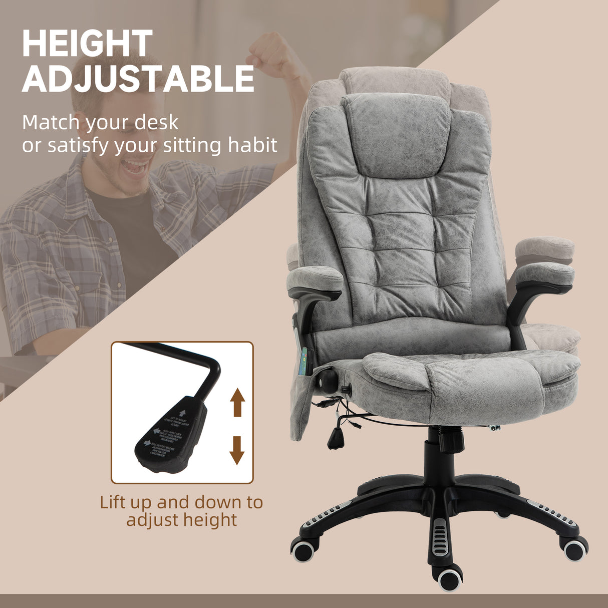 Microfibre Home And Office Chair 67cm Wide With Armrest - Velmora